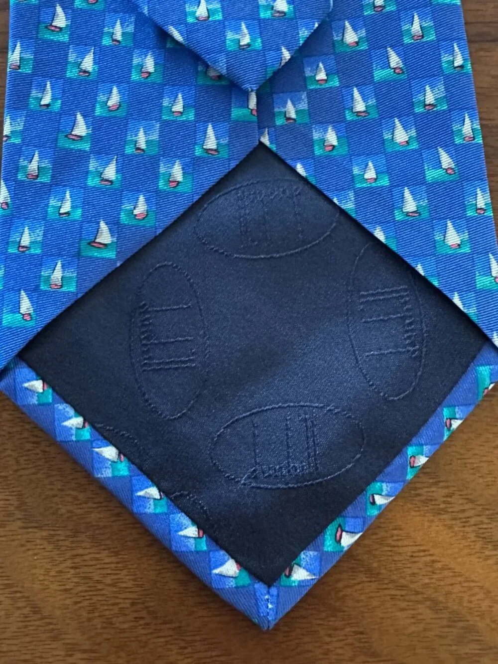 Dunhill Blue Green Sailboat Motif Tie